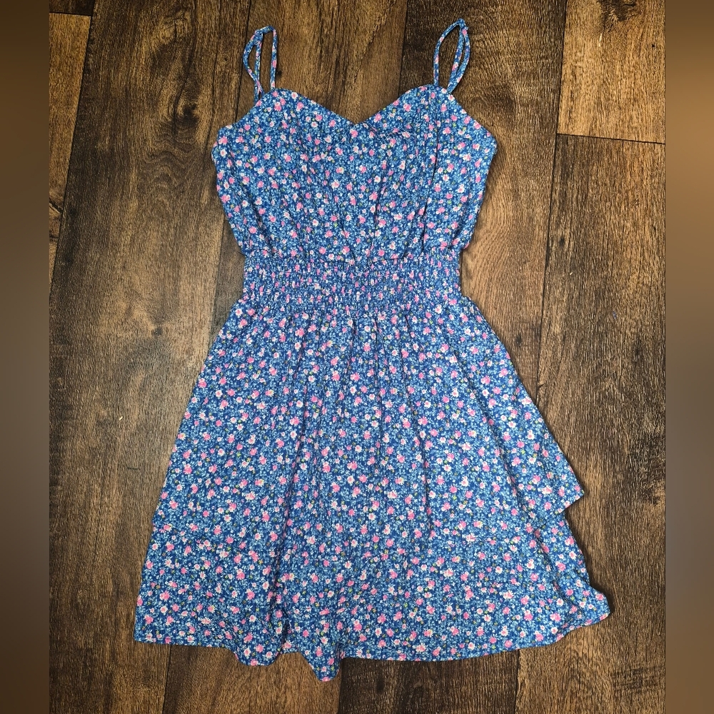 Honey and Rosie Blue and Pink Floral Mini Dress